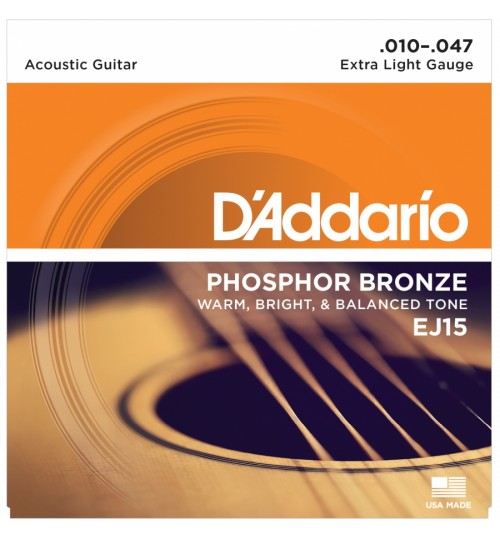 D'addario Extra Light Akustik Gitar Teli 0.10-0.47 EJ15