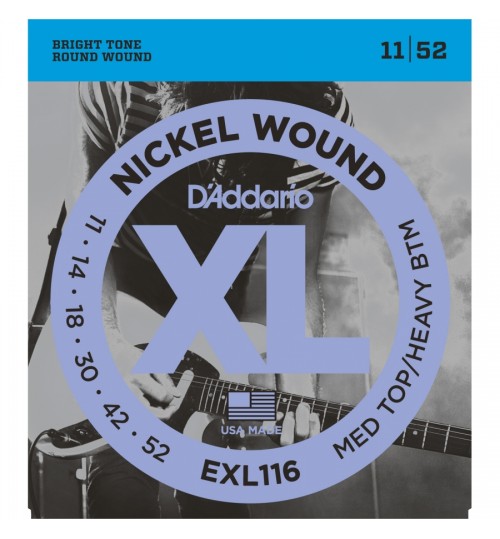 D'Addario EXL116 Nickel Wound  Medium Top/Heavy Bottom 11-52 Elektro Gitar Teli