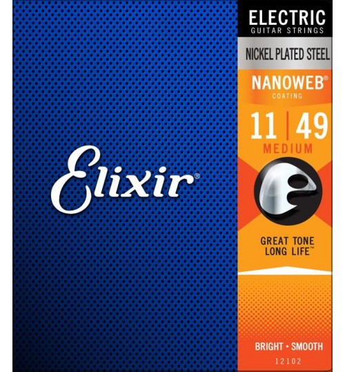 Elixir 12102 Medium Nanoweb Takım Tel Eletro Gitar Teli 011-049 